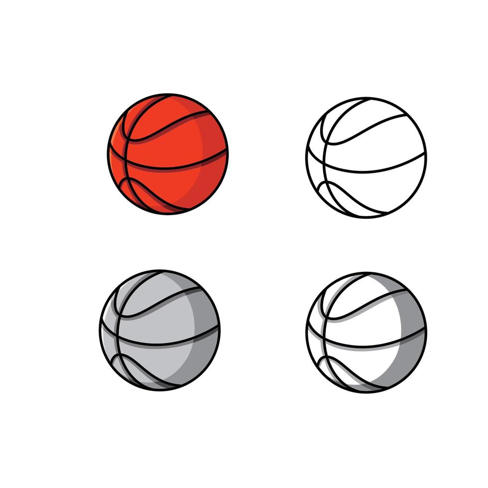 conjunto de ilustración de diseño de baloncesto. icono, signo y símbolo de la pelota deportiva vector