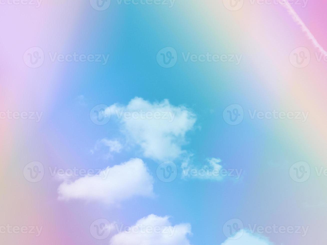 beauty sweet pastel pink yellow    colorful with fluffy clouds on sky. multi color rainbow image. abstract fantasy growing light photo