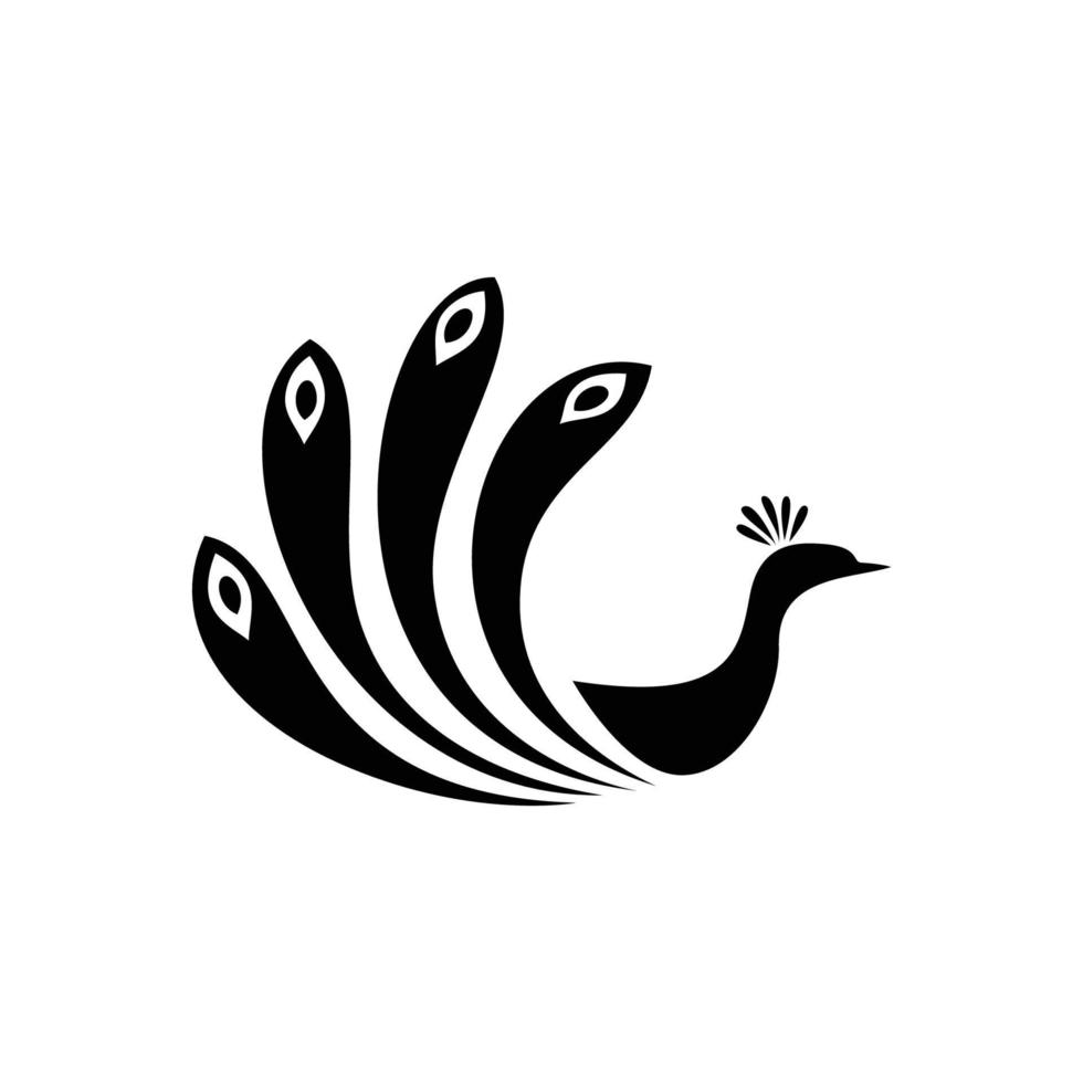 diseño de logotipo de silueta de pavo real. icono, signo y símbolo de aves exóticas. vector