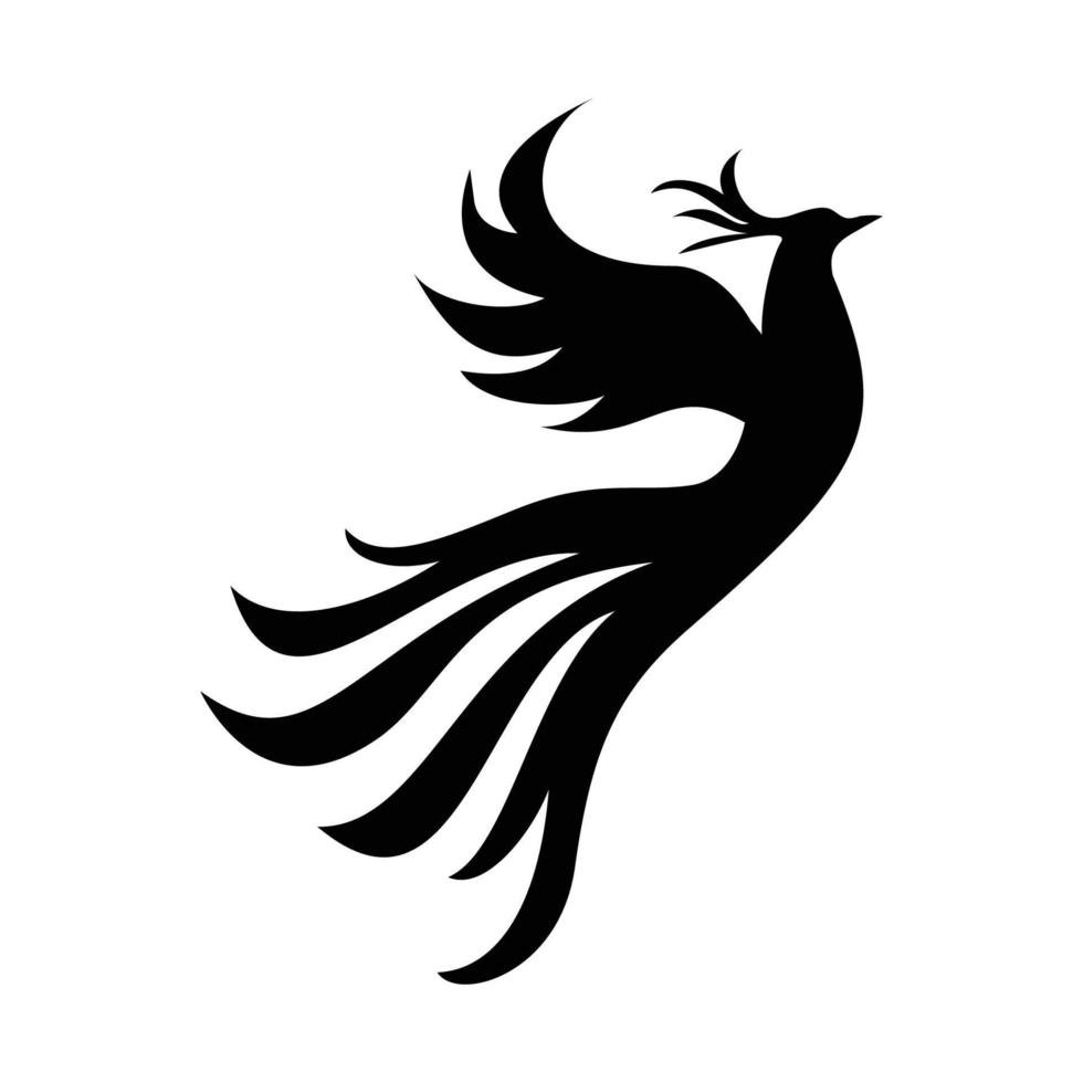 diseño de silueta de fénix. pájaro de fuego en la mitología. vector
