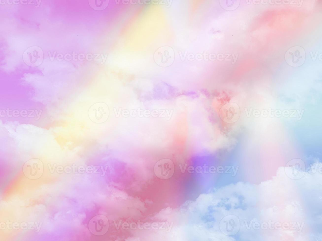 beauty sweet pastel pink yellow    colorful with fluffy clouds on sky. multi color rainbow image. abstract fantasy growing light photo