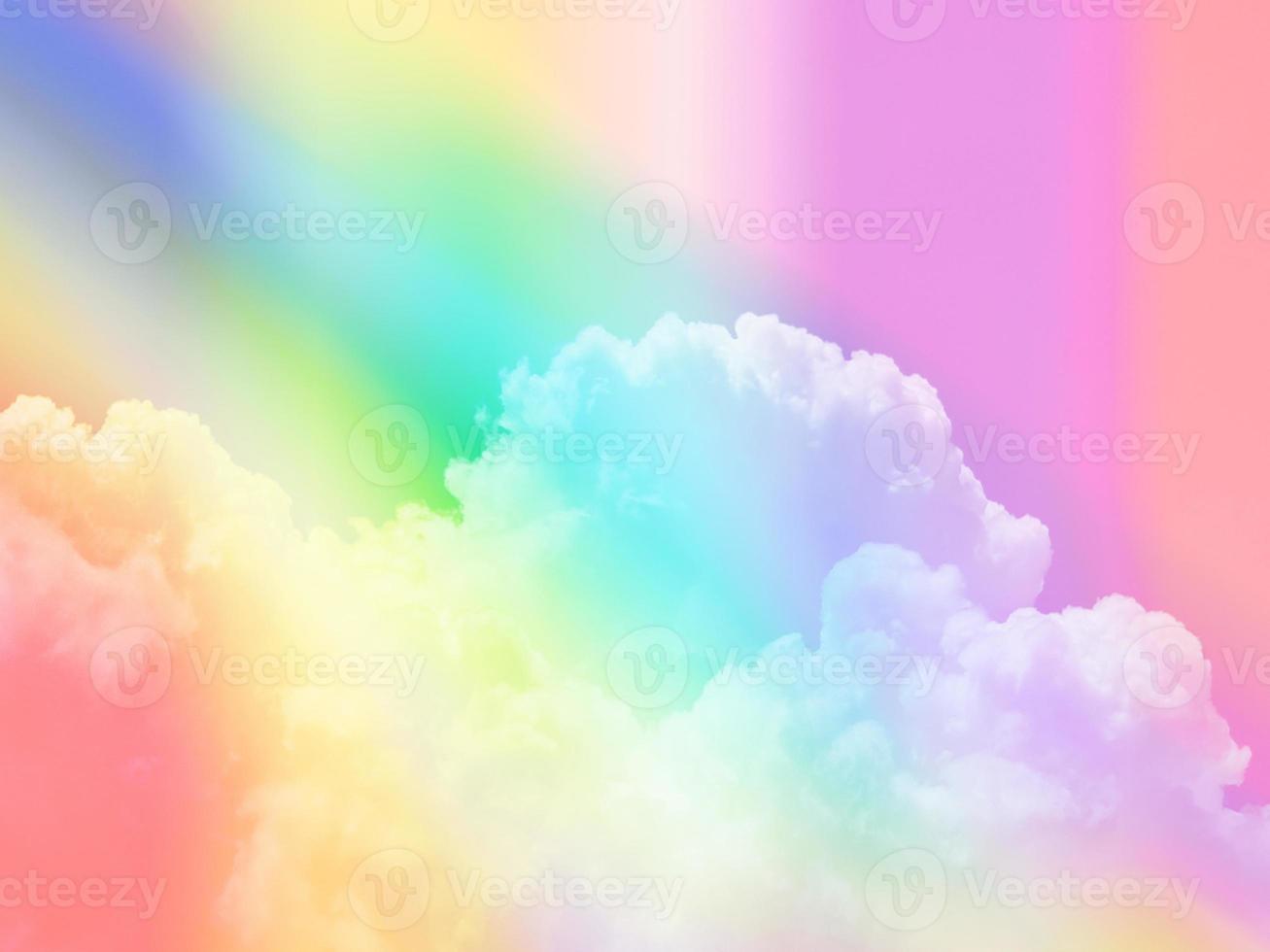 beauty sweet pastel violet blue     colorful with fluffy clouds on sky. multi color rainbow image. abstract fantasy growing light photo