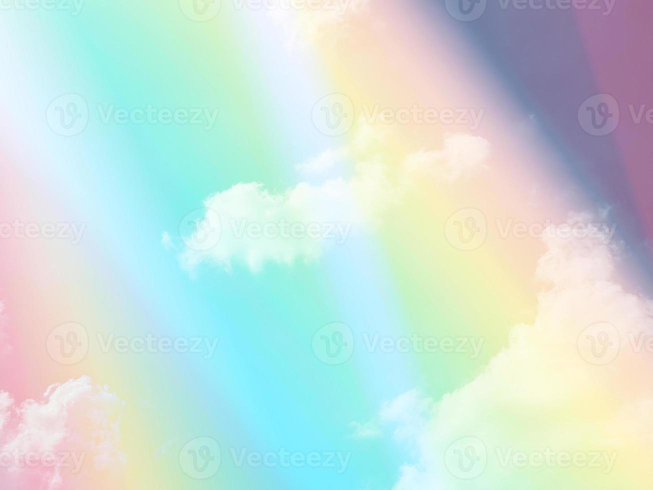 beauty sweet pastel green yellow    colorful with fluffy clouds on sky. multi color rainbow image. abstract fantasy growing light photo