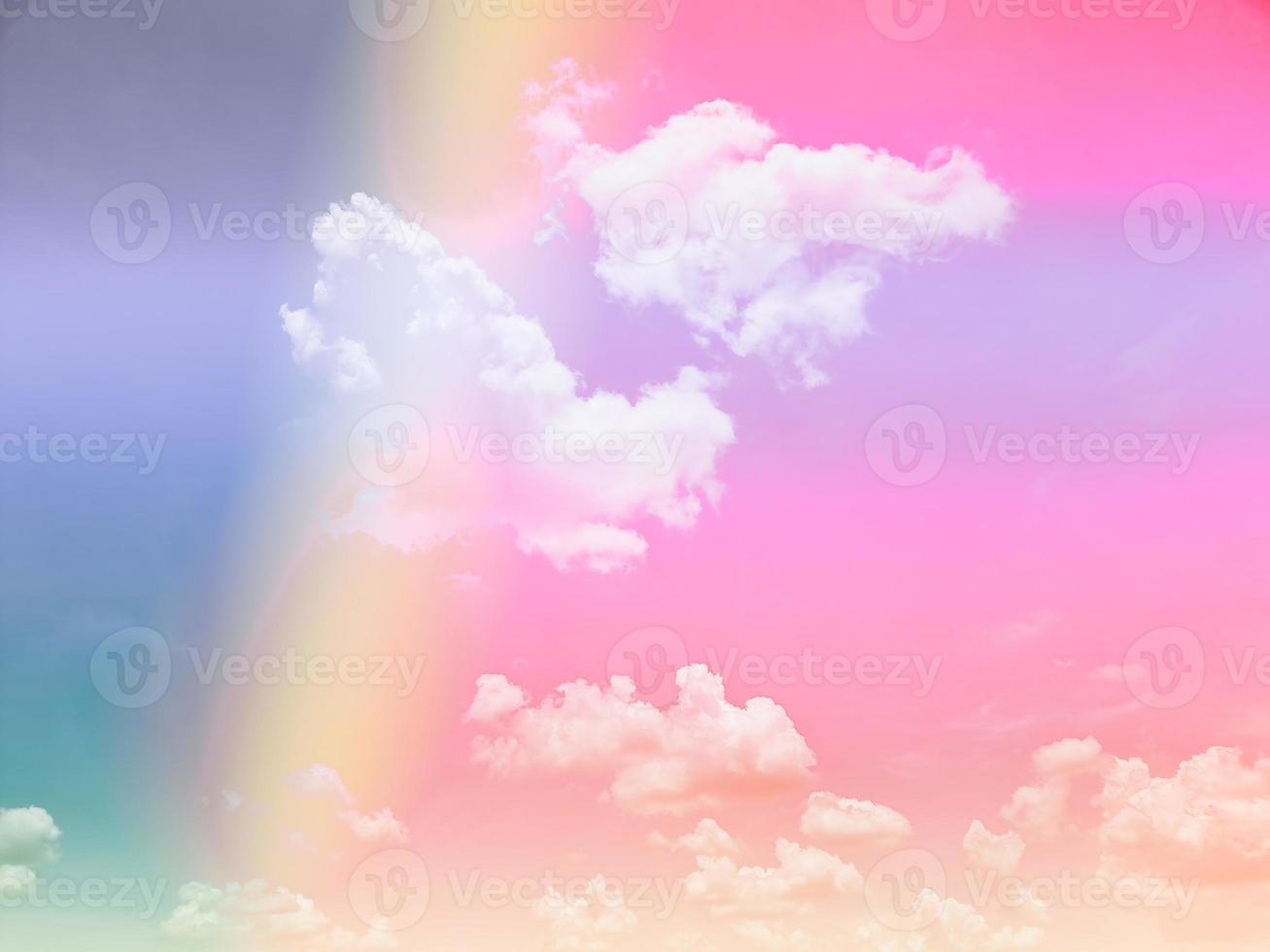 beauty sweet pastel pink violet colorful with fluffy clouds on sky. multi color rainbow image. abstract fantasy growing light photo