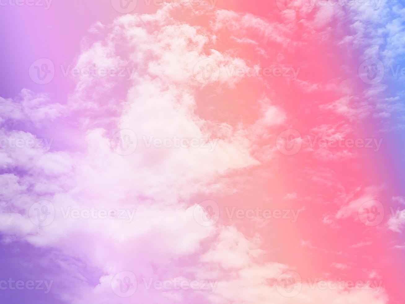 beauty sweet pastel red orange  colorful with fluffy clouds on sky. multi color rainbow image. abstract fantasy growing light photo