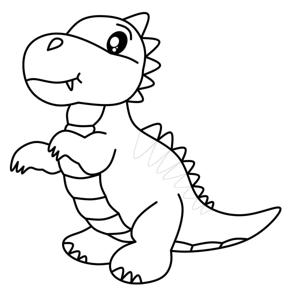 vector drawing of cute dinosaur for coloring book