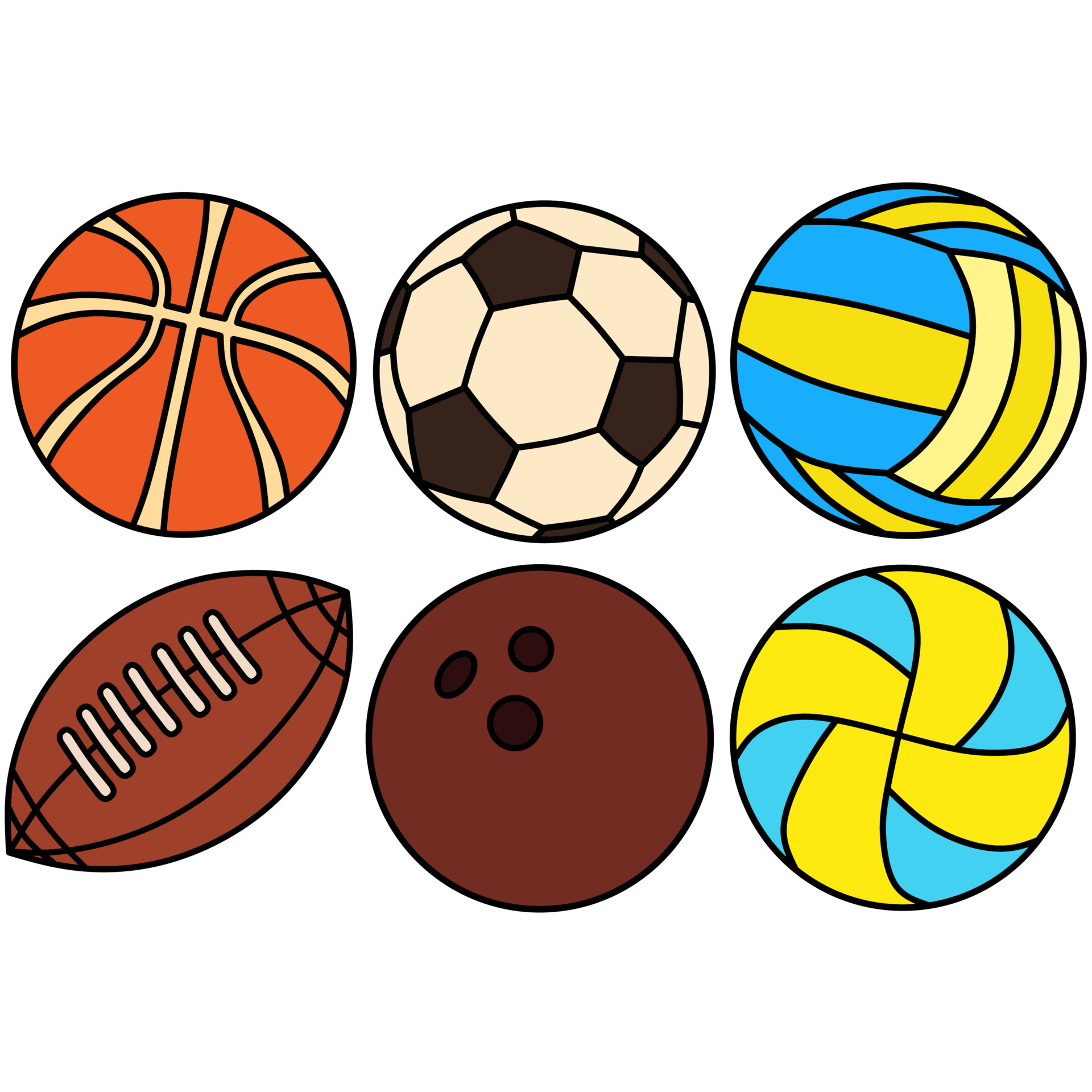 vector image of six types of balls for different sports 17684515 Vector