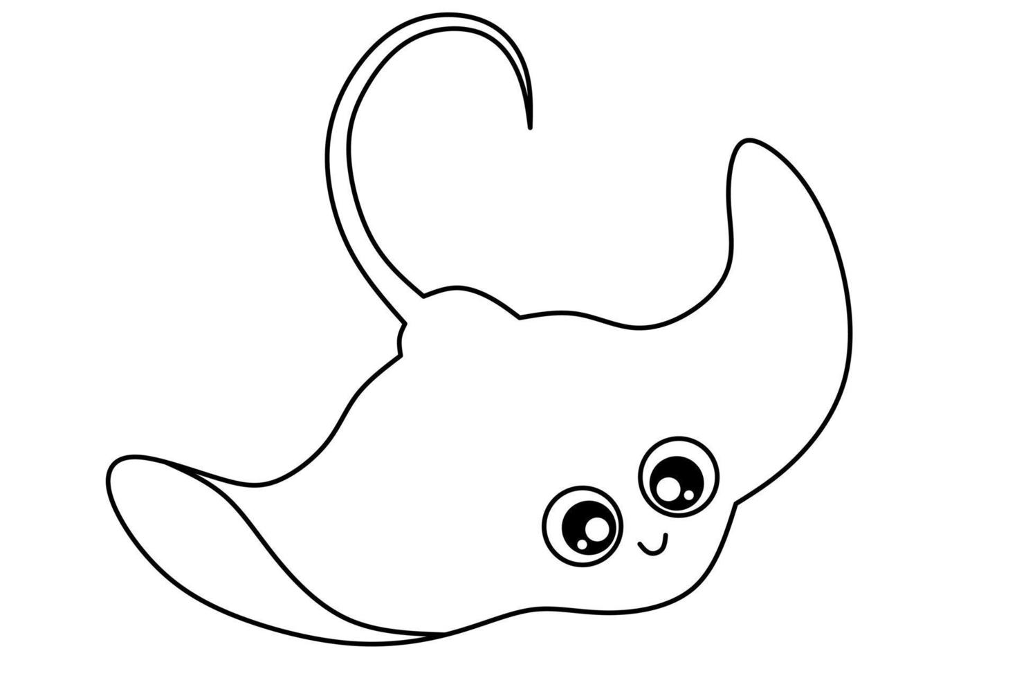 cartoon stingray outline picture for coloring book vector
