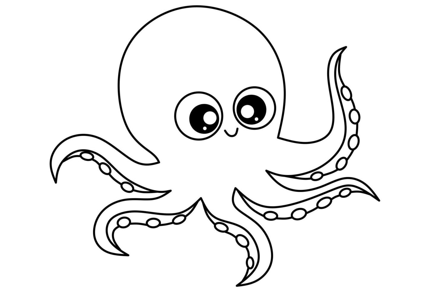 octopus cartoon outline image for coloring book vector