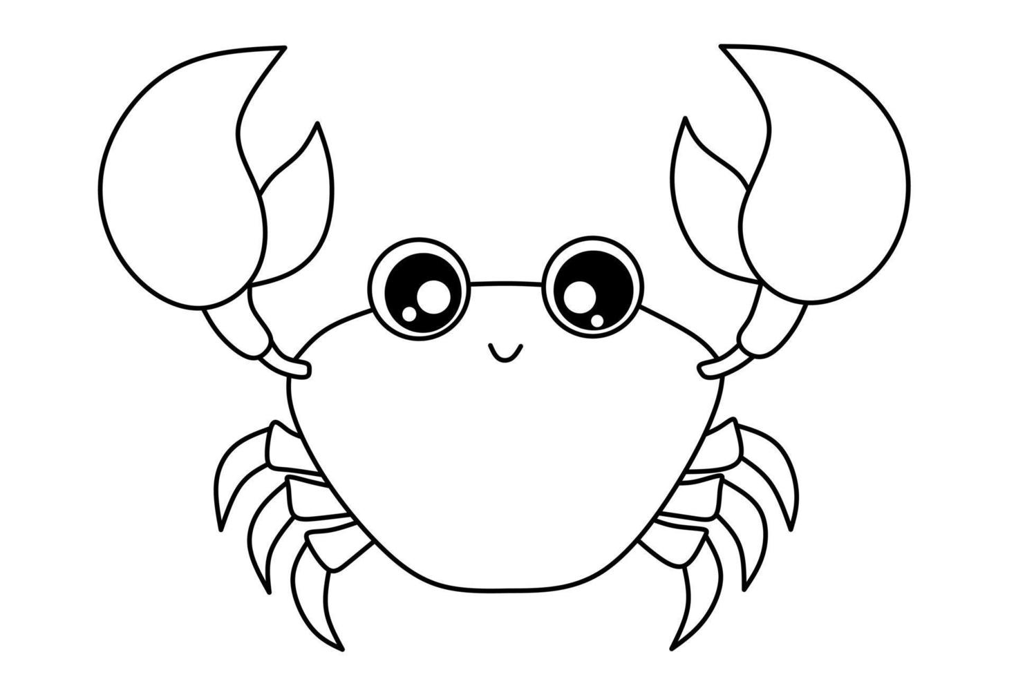 cartoon crab outline image for coloring book vector