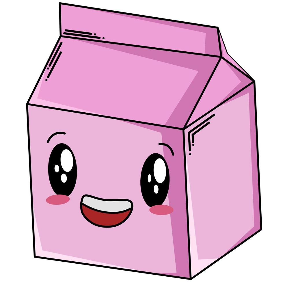 vector image of cute and funny milk box