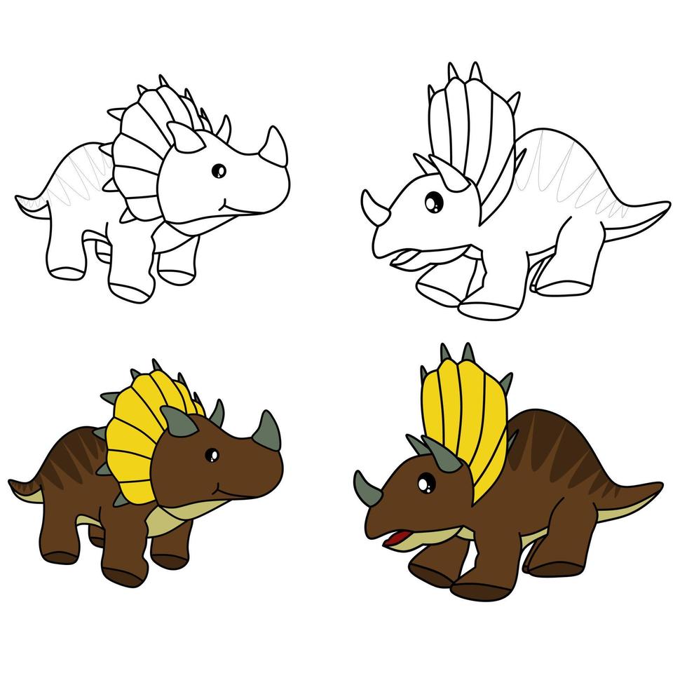 triceratops para colorear libro vector imagine