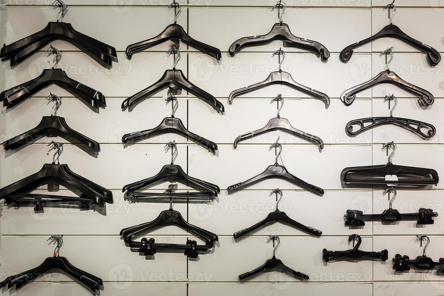 Set of coat hangers isolated on white background. Collection includes