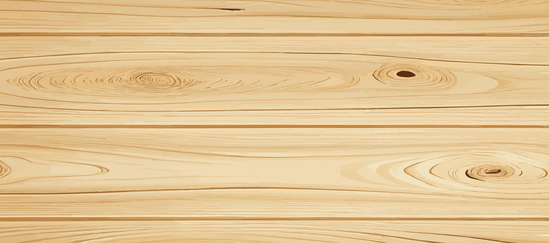 Panoramic light wood texture with knots, plank background - Vector