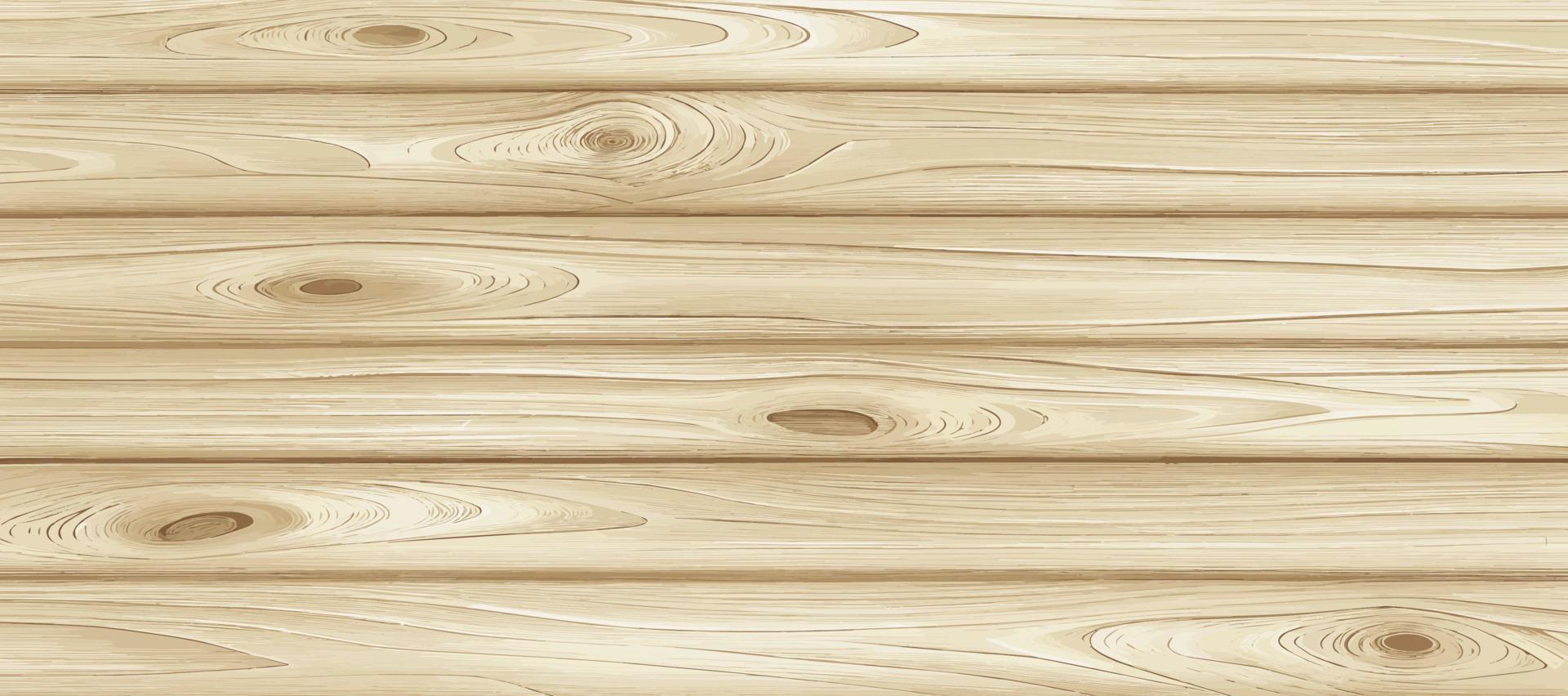 Panoramic light wood texture with knots, plank background - Vector