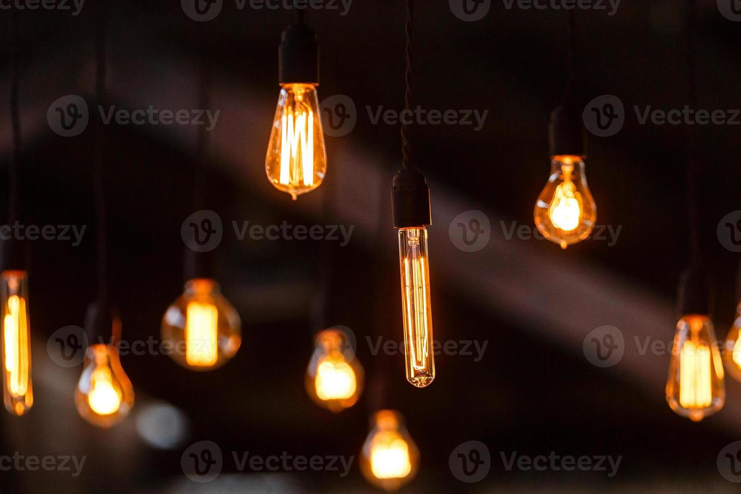 retro lighting Many decorative light bulbs photo