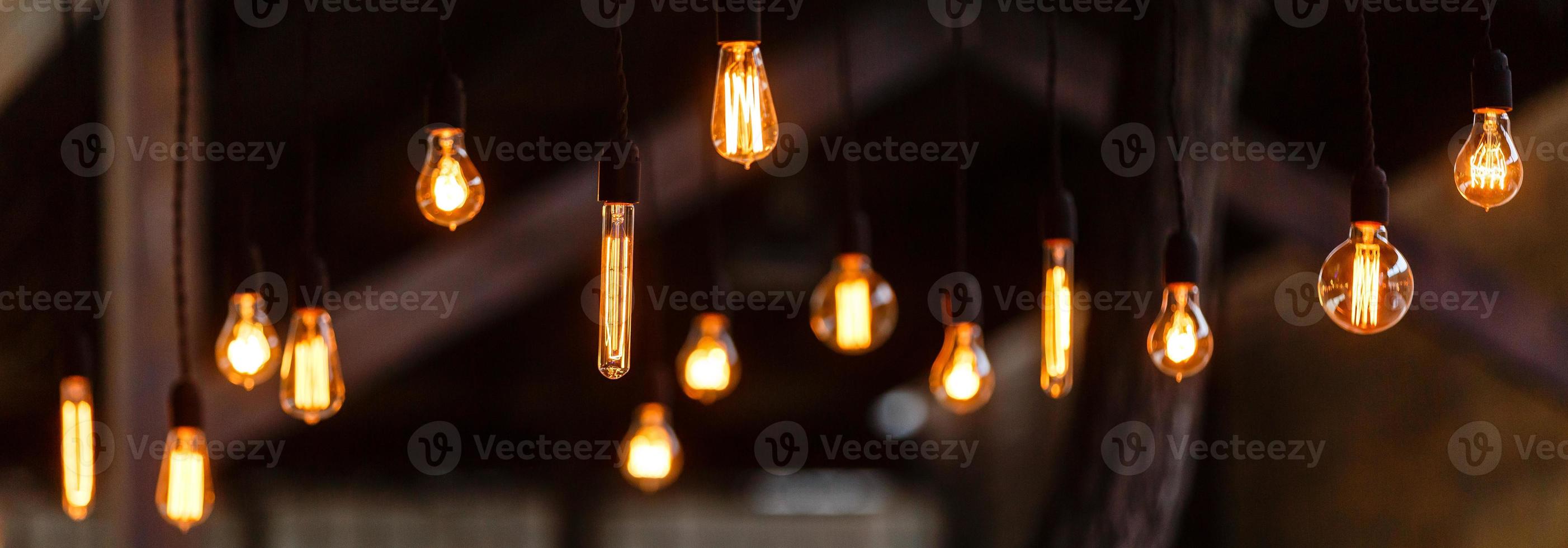 retro lighting Many decorative light bulbs photo