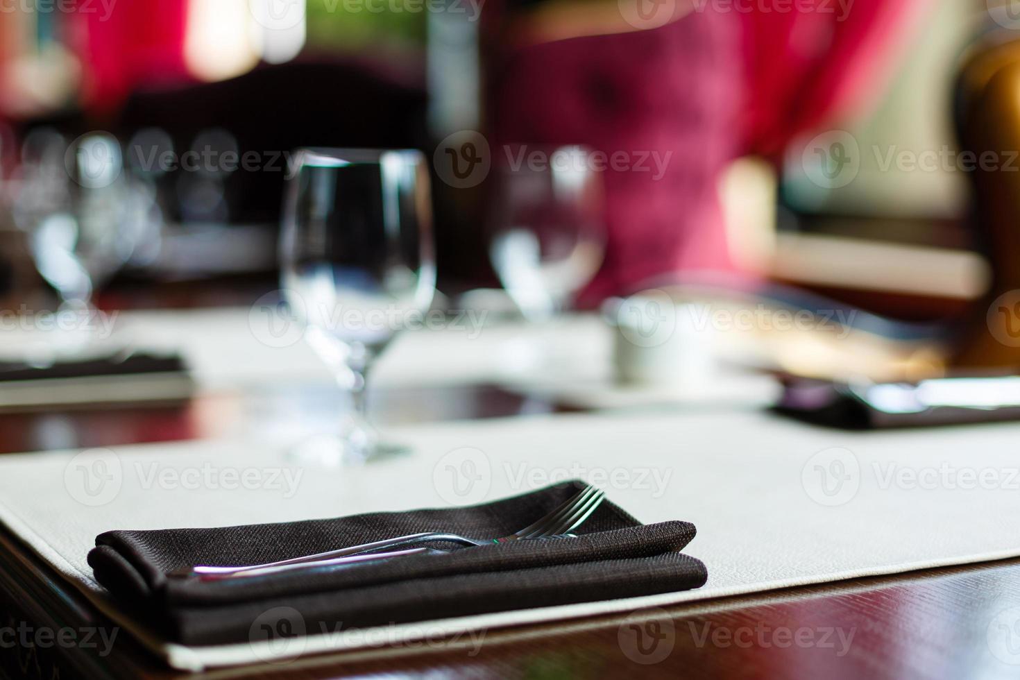 Empty glasses in restaurant Serving in the restaurant on the table photo