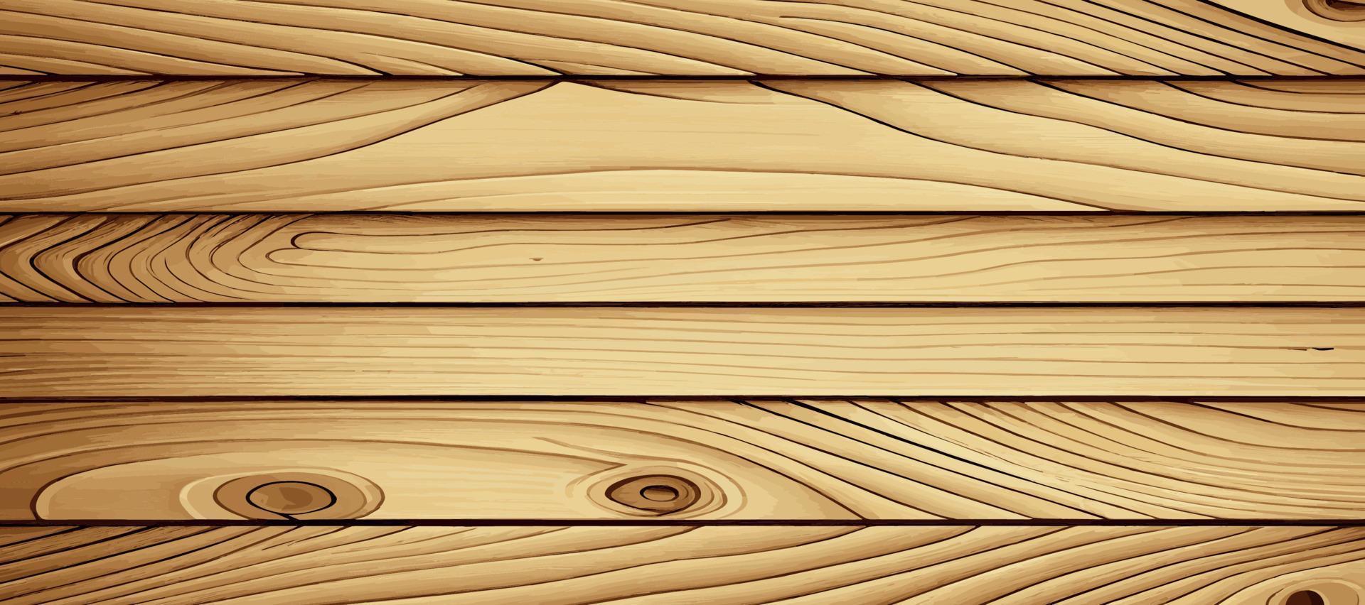 Panoramic light wood texture with knots, plank background - Vector