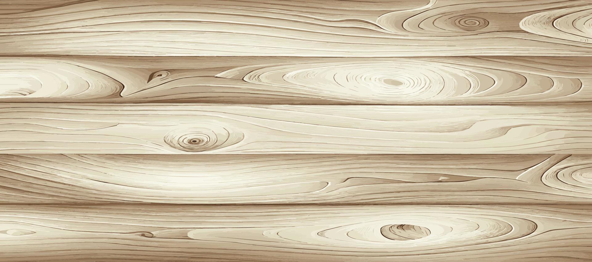 Panoramic light wood texture with knots, plank background - Vector