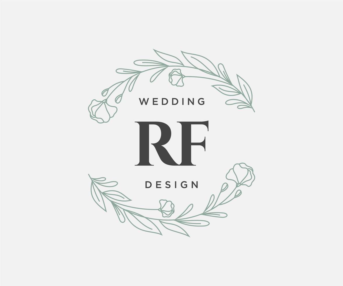 colección de logotipos de monogramas de boda con letras iniciales rf, plantillas florales y minimalistas modernas dibujadas a mano para tarjetas de invitación, guardar la fecha, identidad elegante para restaurante, boutique, café en vectores