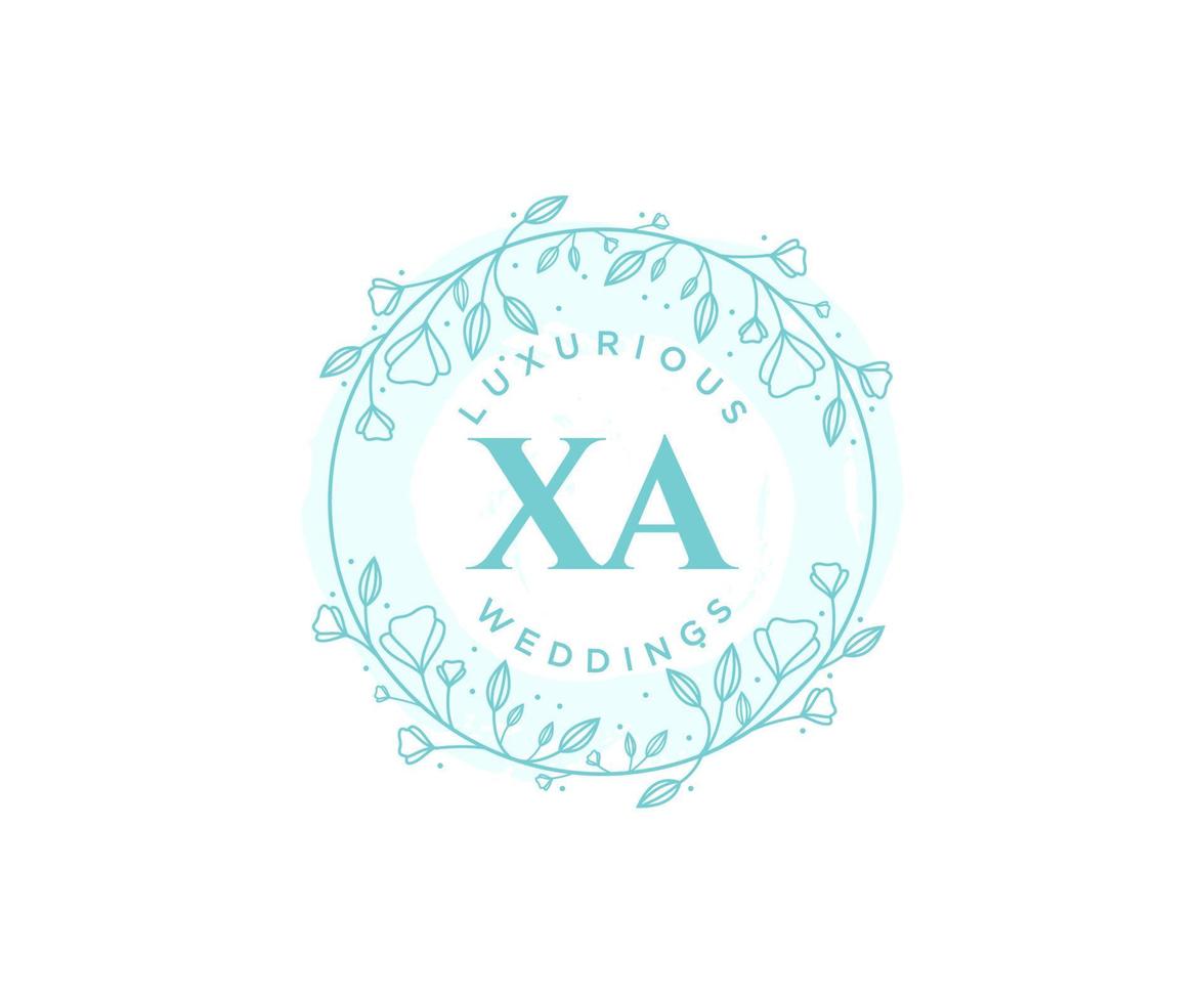 plantilla de logotipos de monograma de boda con letras iniciales xa, plantillas florales y minimalistas modernas dibujadas a mano para tarjetas de invitación, guardar la fecha, identidad elegante. vector