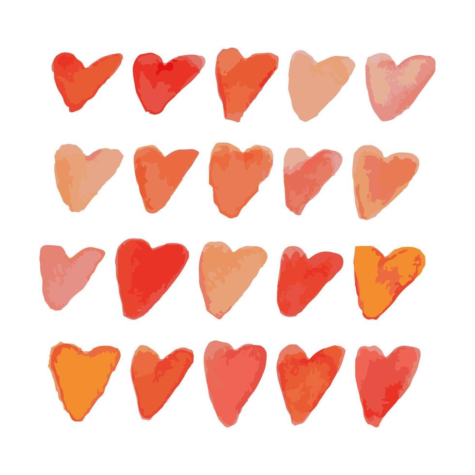 Vector watercolor hearts, Valentine Day. Vector EPS10