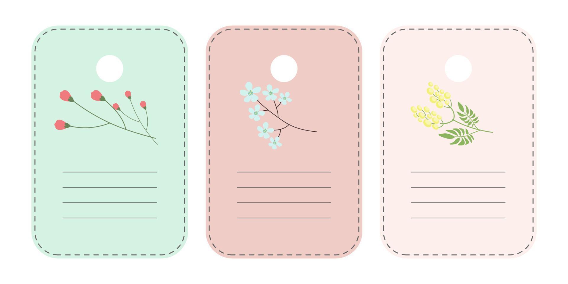 conjunto de etiquetas de primavera con hermosa flor. adecuado para publicaciones en medios sociales, aplicaciones móviles, tarjetas, invitaciones, diseño de pancartas y anuncios en Internet. ilustración vectorial vector