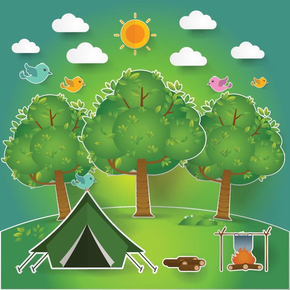 Landscape.Hiking and camping. Vector  illustration