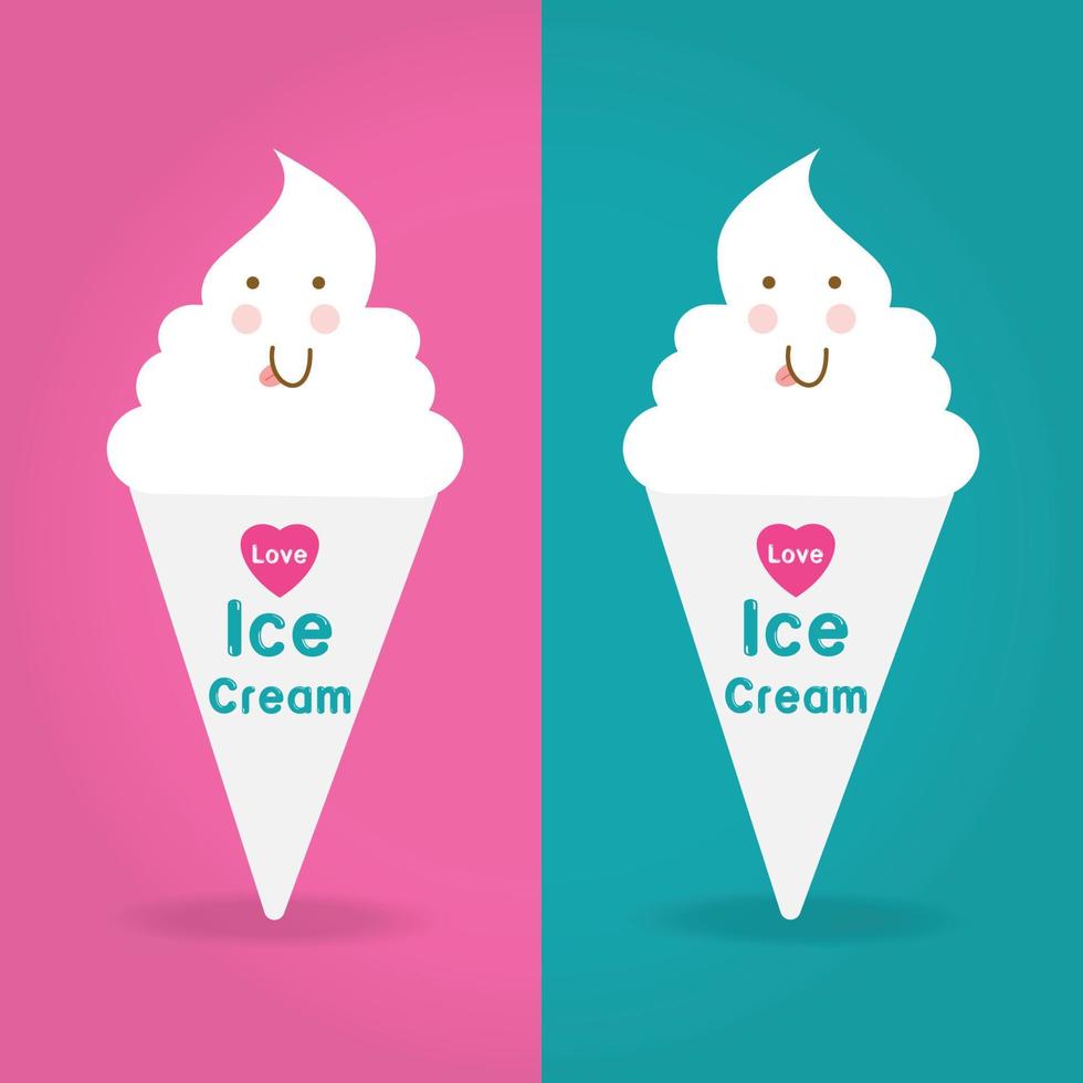 Love Ice Cream Logo on two color ways background vector