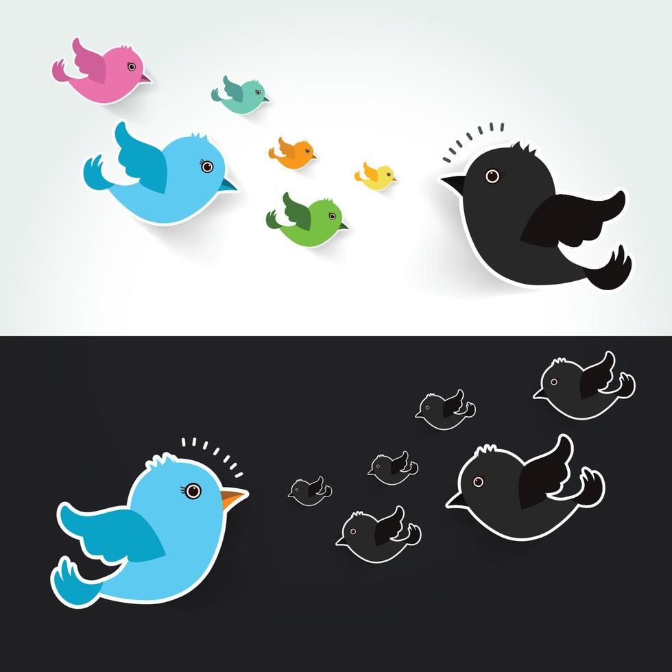 different Set of cute birds flying vector