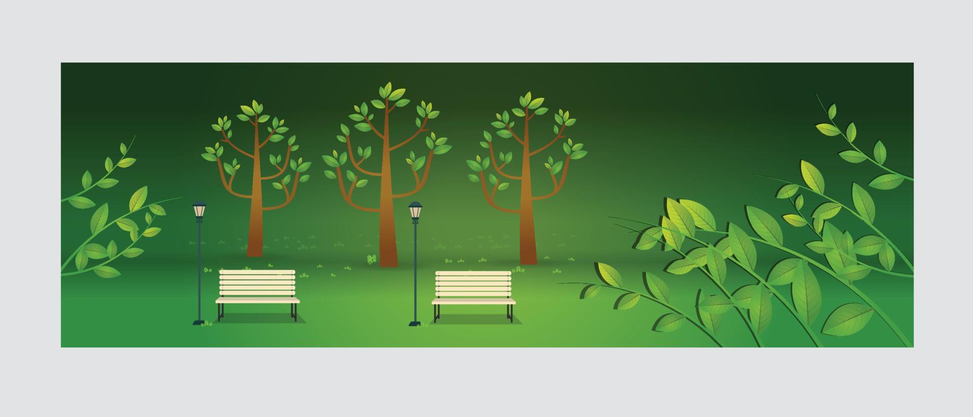 Natural landscape in the flat style. a beautiful park vector