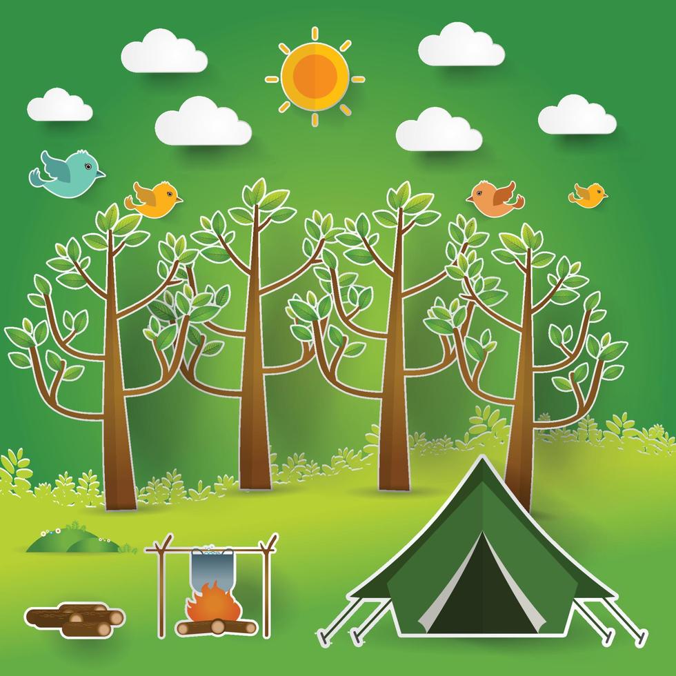 Landscape.Hiking and camping. Vector  illustration