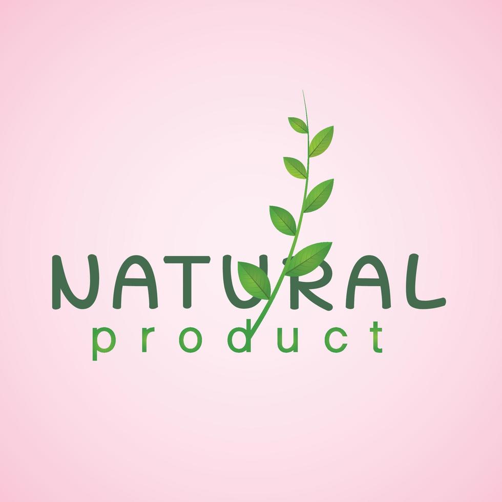 Natural product logo design template . Branch with green leaves vector