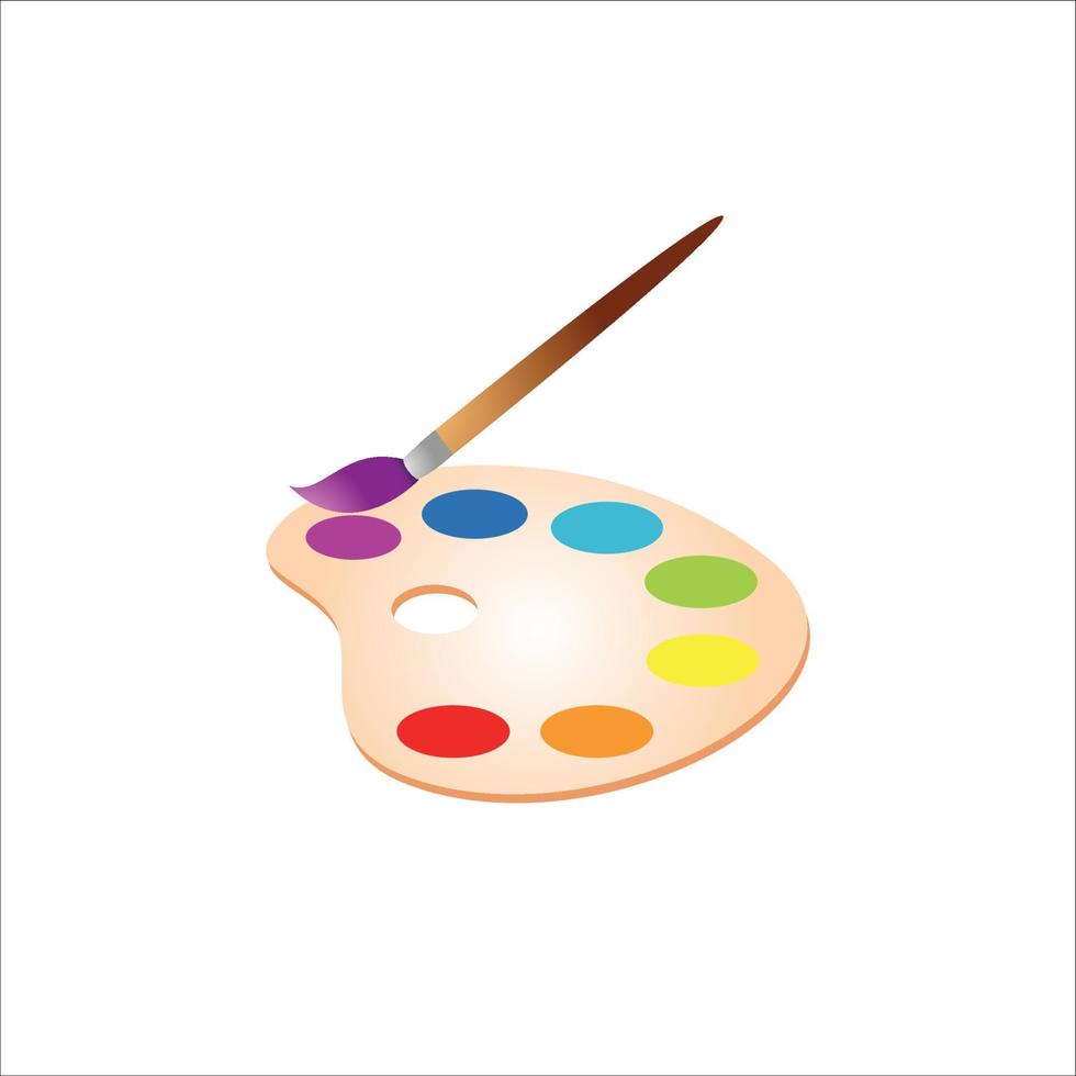 Paint palette icon with paint and brush vector