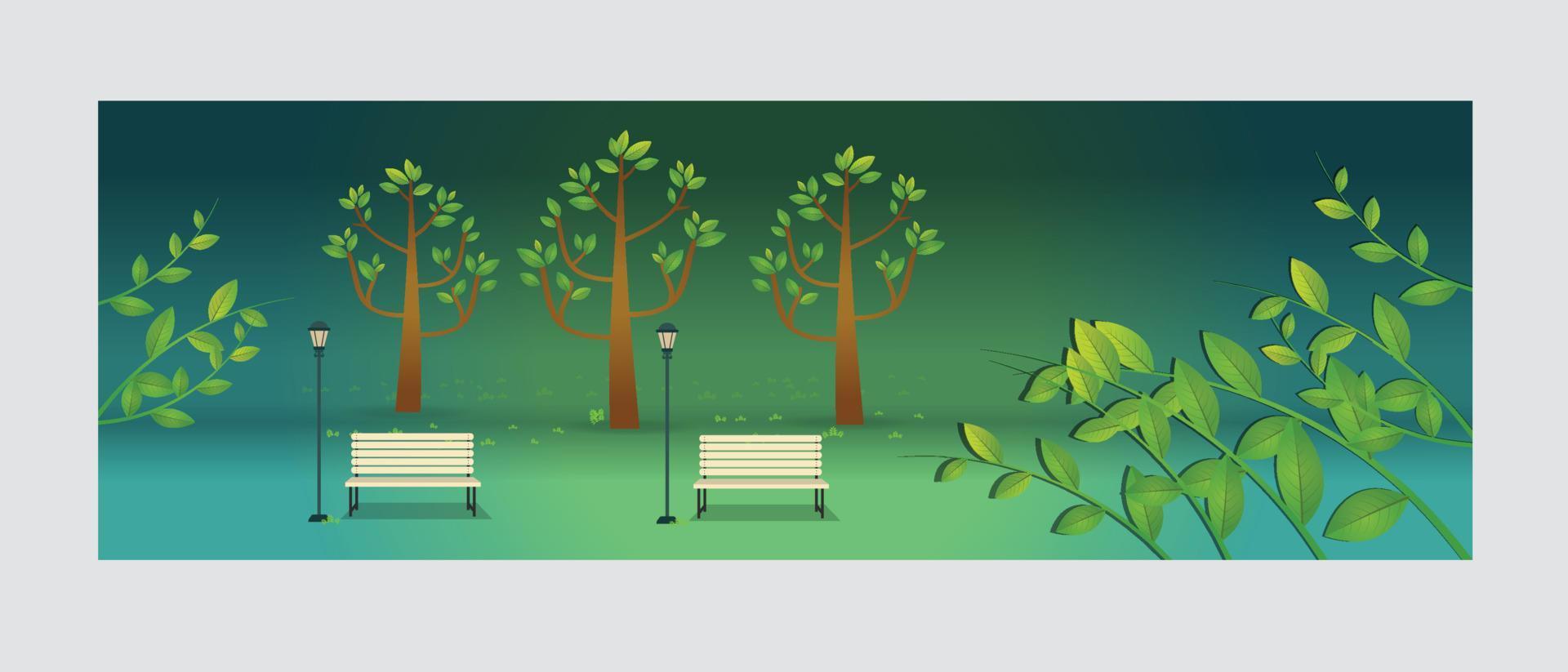 Natural landscape in the flat style. a beautiful park vector