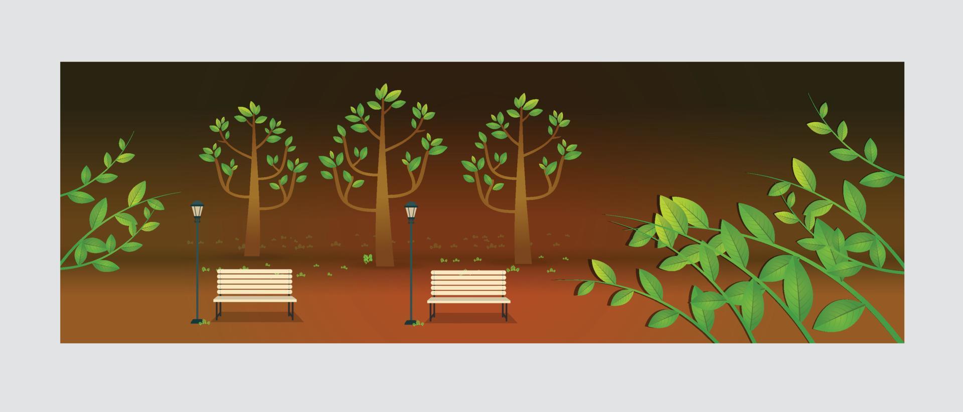 Natural landscape in the flat style. a beautiful park vector