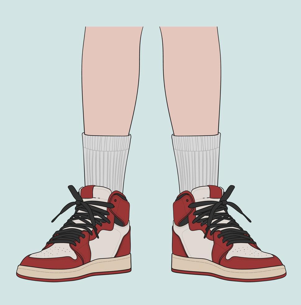 Standing Using the Most Famous Basketball Shoes vector