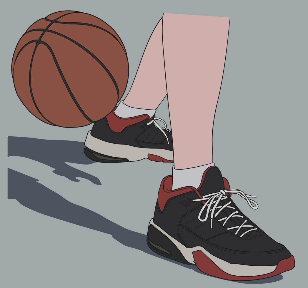 Playing Basketball using The Most Famous Basketball Shoes vector