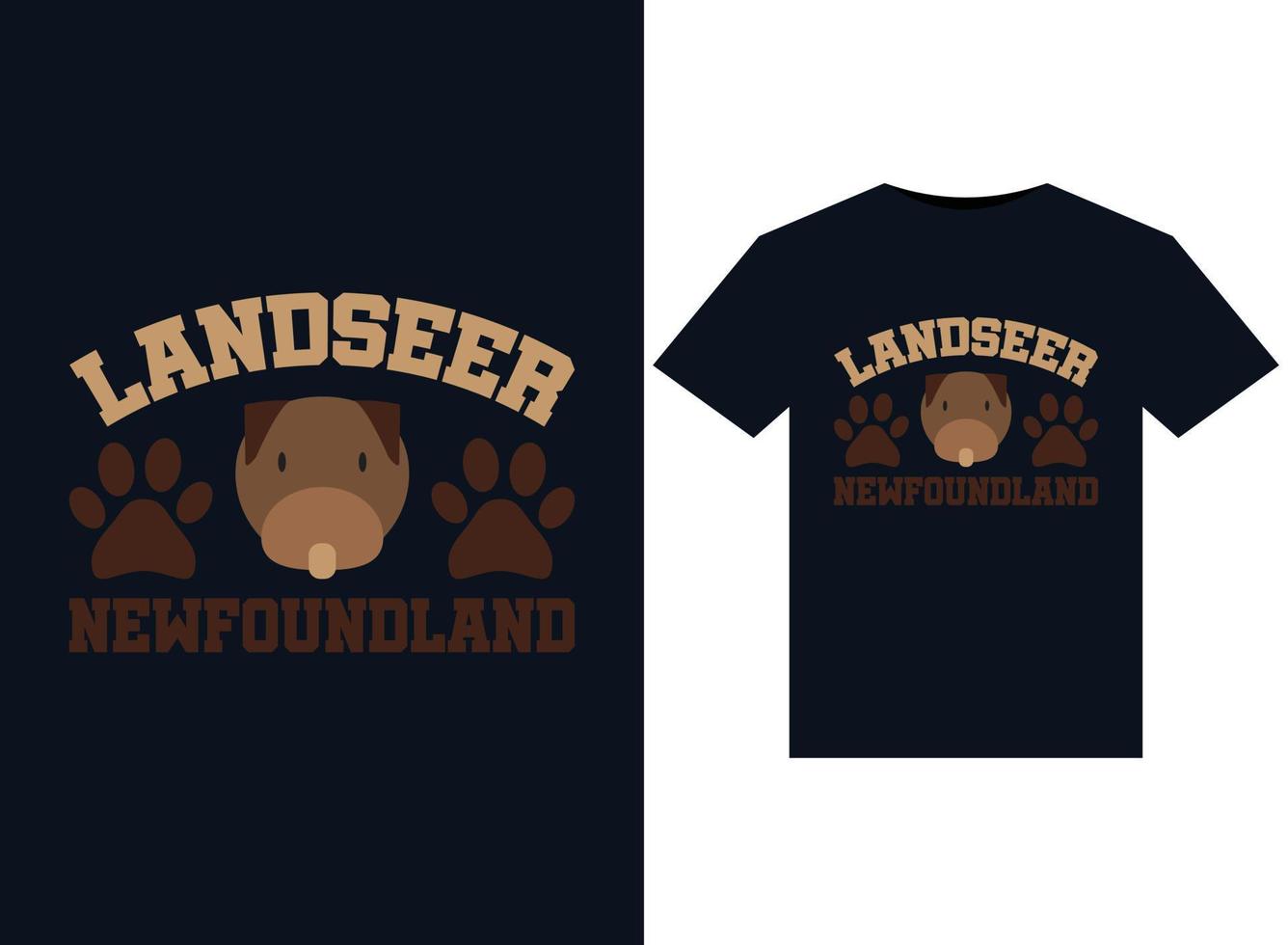 Landseer Newfoundland illustrations for print-ready T-Shirts design vector