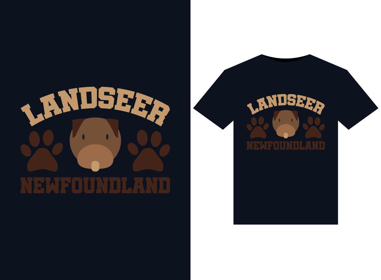 ilustraciones de landseer terranova para el diseño de camisetas listas para imprimir vector