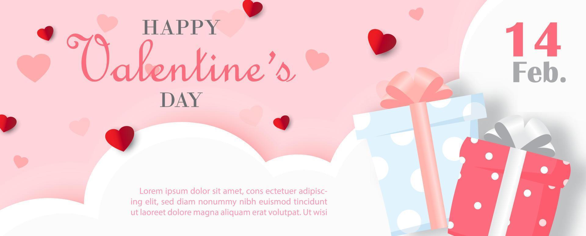 tarjeta de felicitación y afiche del día de san valentín en capas estilo de corte de papel y diseño vectorial. vector