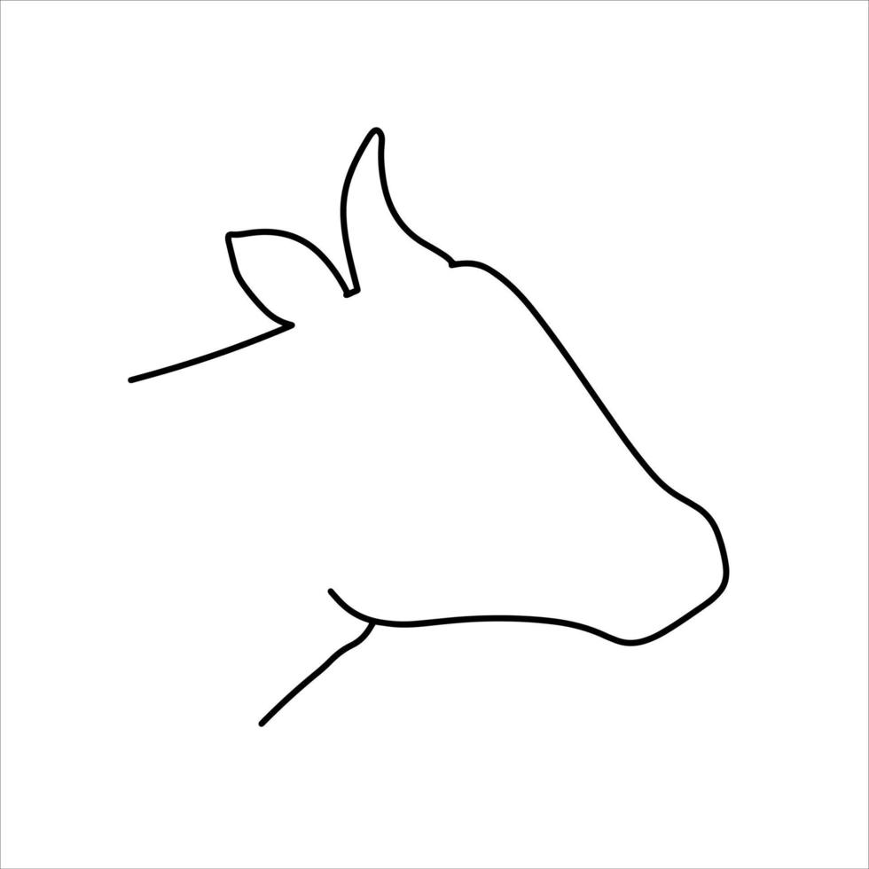 Cow head. Outline cartoon emblem of farm animal. vector