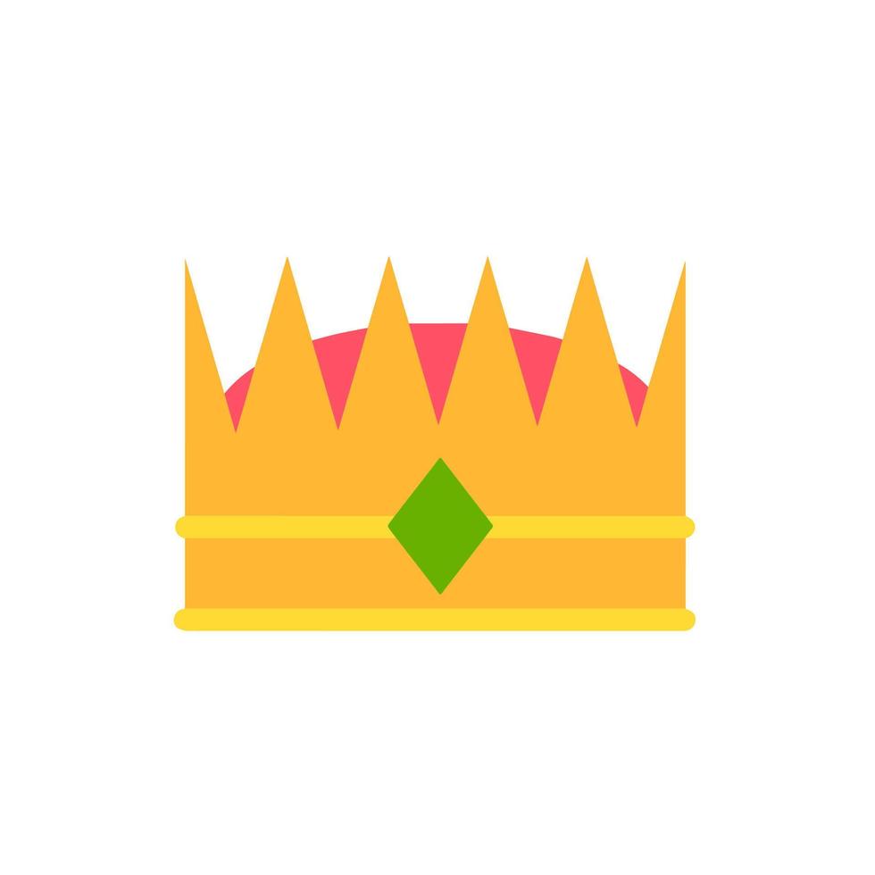 Crown of king icon. Queen golden tiara. Medieval attribute of monarch. Symbol of success and victory, awards. Flat cartoon vector