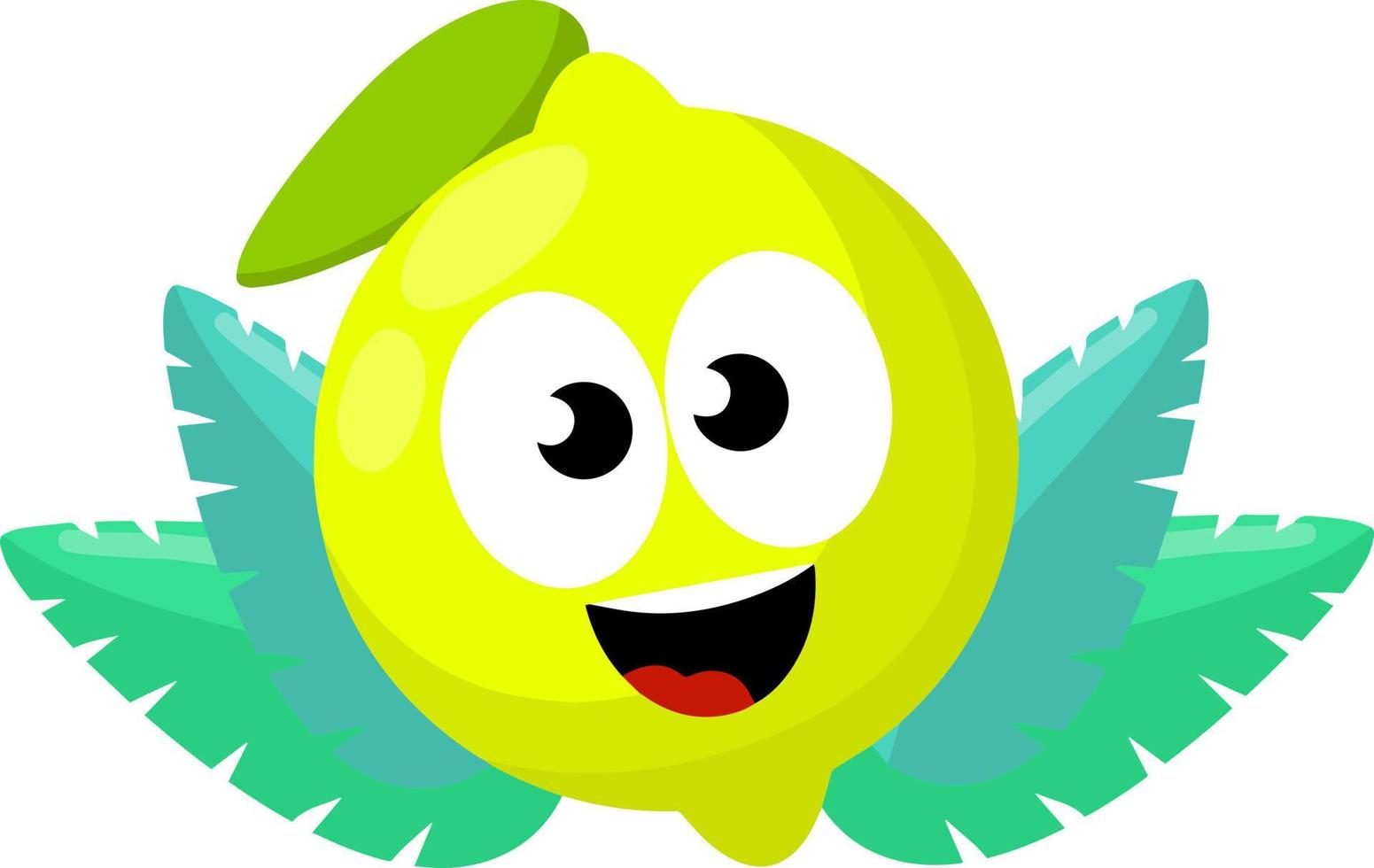 mascota y emociones. elemento amarillo divertido y lindo. ilustración plana de dibujos animados. limón con cara. ojos, boca en fruta agria. vector