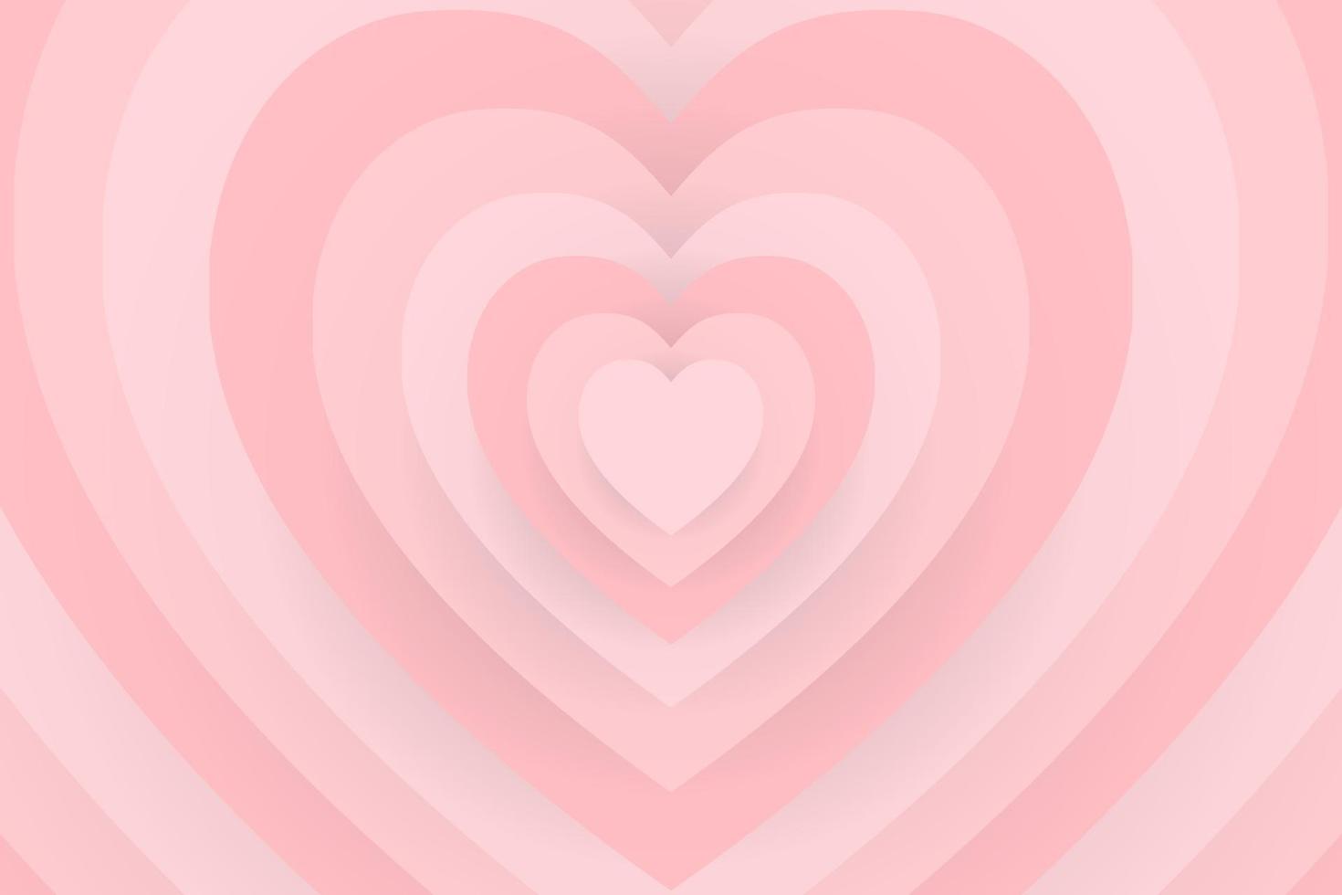 Vector illustration pink heart striped pattern 3d shape shell style,Heart love abstract