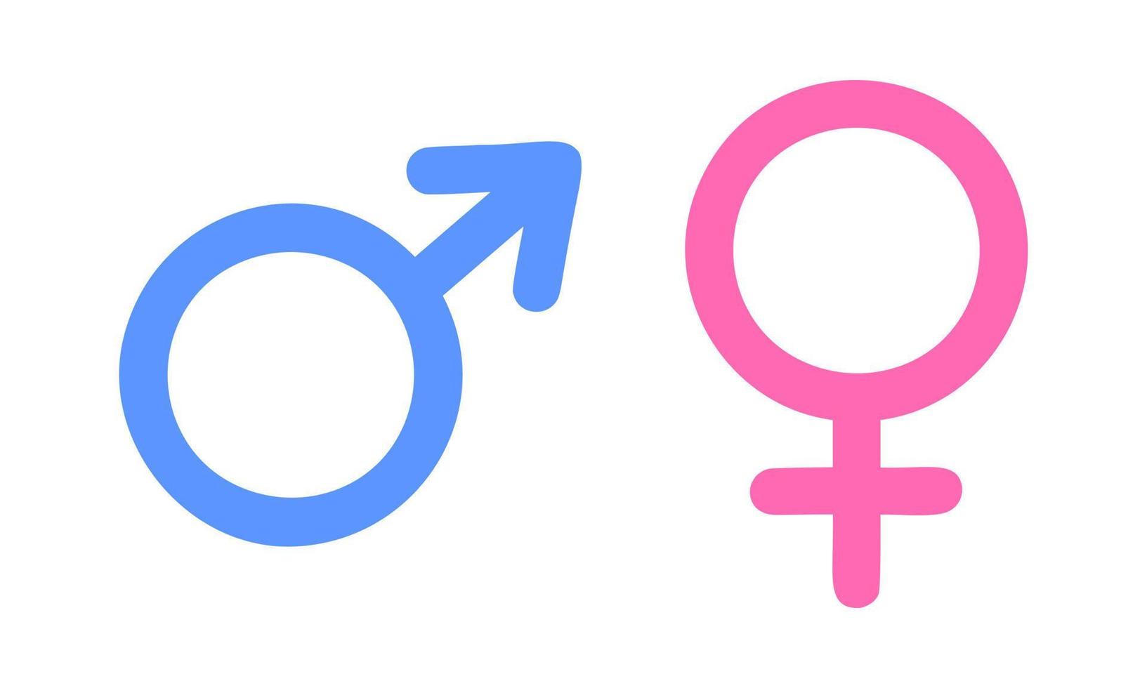 signos de género masculino y femenino. símbolos de marte y venus. niño o niña, él o ella concepto vector