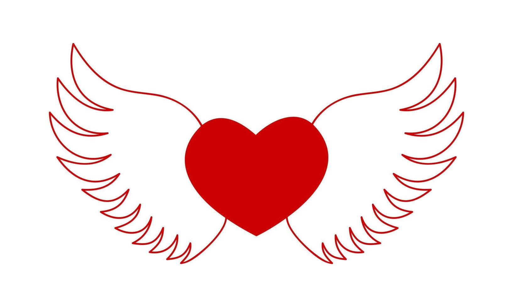 corazón rojo volador con alas de ángel. símbolo de amor elemento de diseño del día de san valentín vector