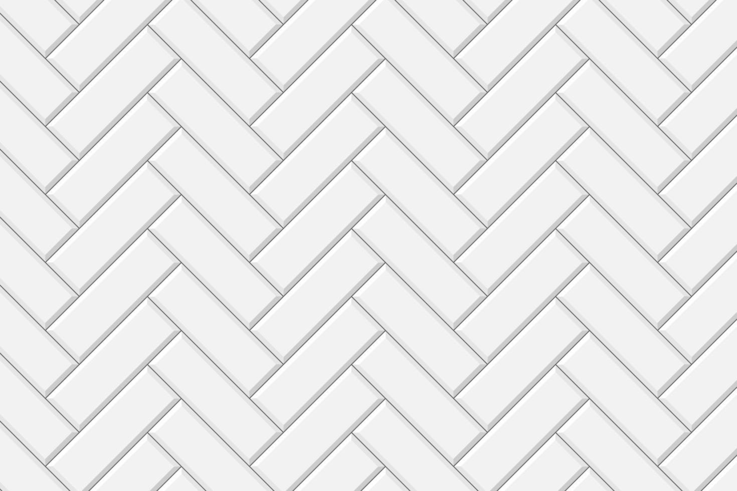 textura de pared de azulejo de metro de espiga blanca. decoración de cocina o baño de patrones sin fisuras. fondo de piedra o ladrillo cerámico vector