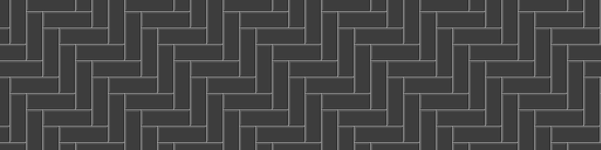 Black herringbone metro tile background. Subway stone or ceramic brick wall. Kitchen backsplash or bathroom floor surface vector